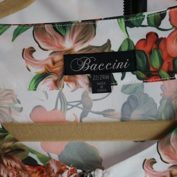 Baccini Floral Coral & Green Zippered Lightweight Jacket - Picture 2 of 5